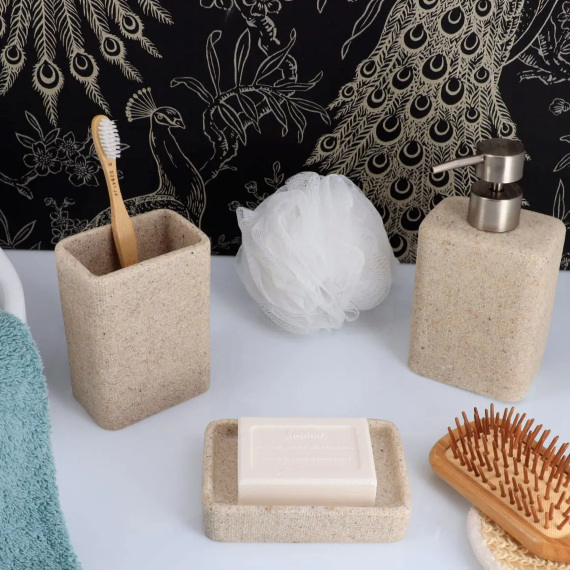 Jabonera de baño efecto arena