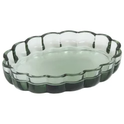 Jabonera FLOREA verde de vidrio