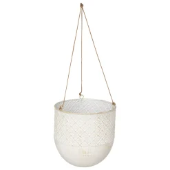 Jarrón colgante TINO de metal blanco 36cm