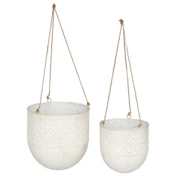 Jarrón colgante TINO de metal blanco 36cm