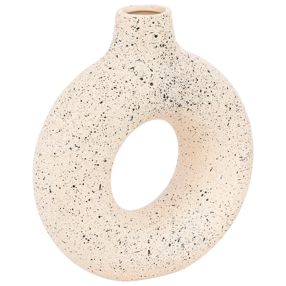 Jarrón De Cerámica Blanca Con Lunares Negros 30cm