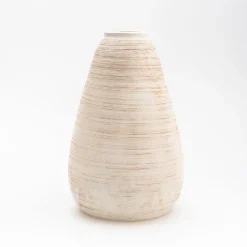 Jarrón De Cerámica Color Arena 30Cm