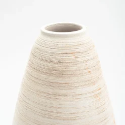 Jarrón De Cerámica Color Arena 30Cm