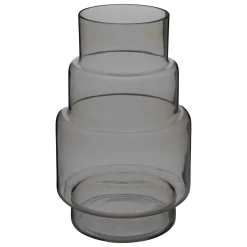 Jarrón De Vidrio Geométrico May Gris