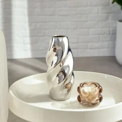 Jarrón SKY plateada de cerámica