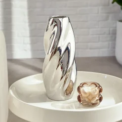 Jarrón SKY plateado de cerámica