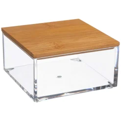 Joyero Acrílico Con Tapa De Bambú