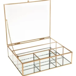 Joyero Dorado Metal/Vidrio 27x22.5x7Cm