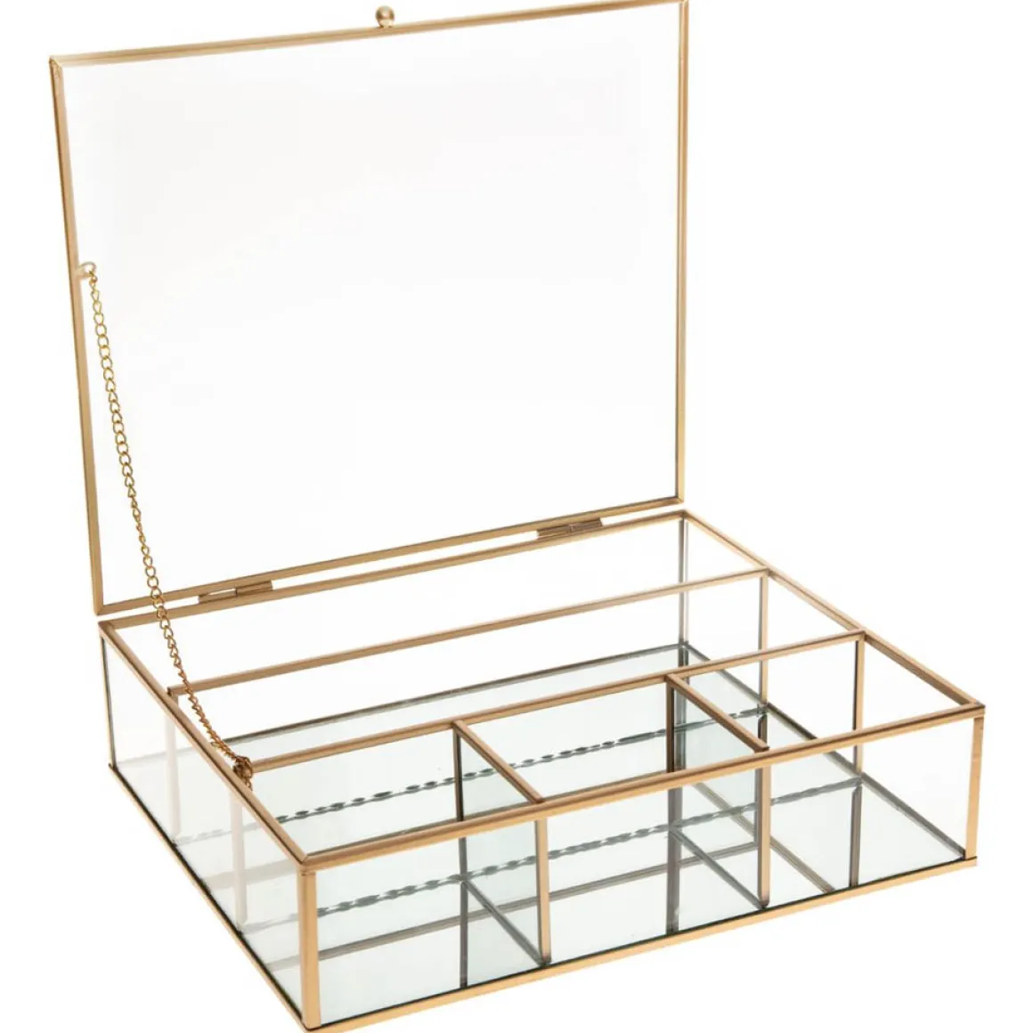 Joyero Dorado Metal/Vidrio 27x22.5x7Cm