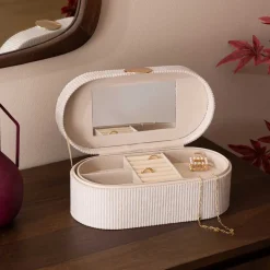 Joyero Enya De Terciopelo Beige