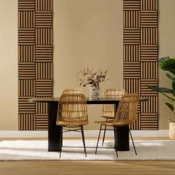 Juego 3 paneles decorativos COLVA marrón mdf 30x30