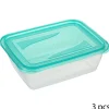 Juego 3 recipientes plasticos c/tapa azul 1.25l