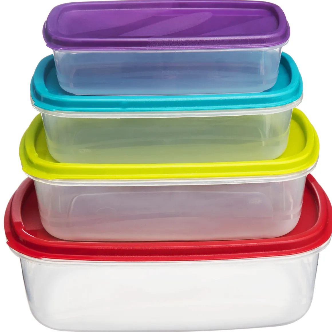 Juego 4 Recipientes Rect. C/Tapa Colores