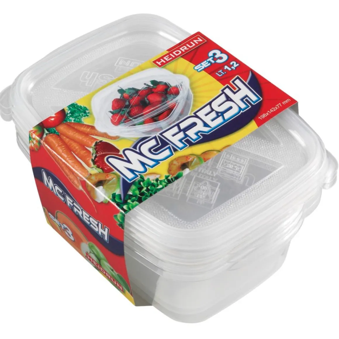 Juego 3 Recipientes Rect. Plástico 1.2L