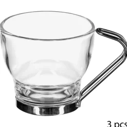 Juego 3 Tazas De Café C/Mango Metal 11Cl