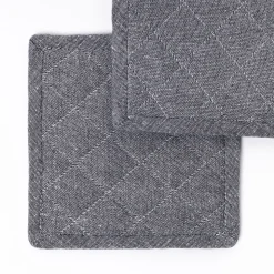 Juego de 2 agarradores con frase gris de algodón