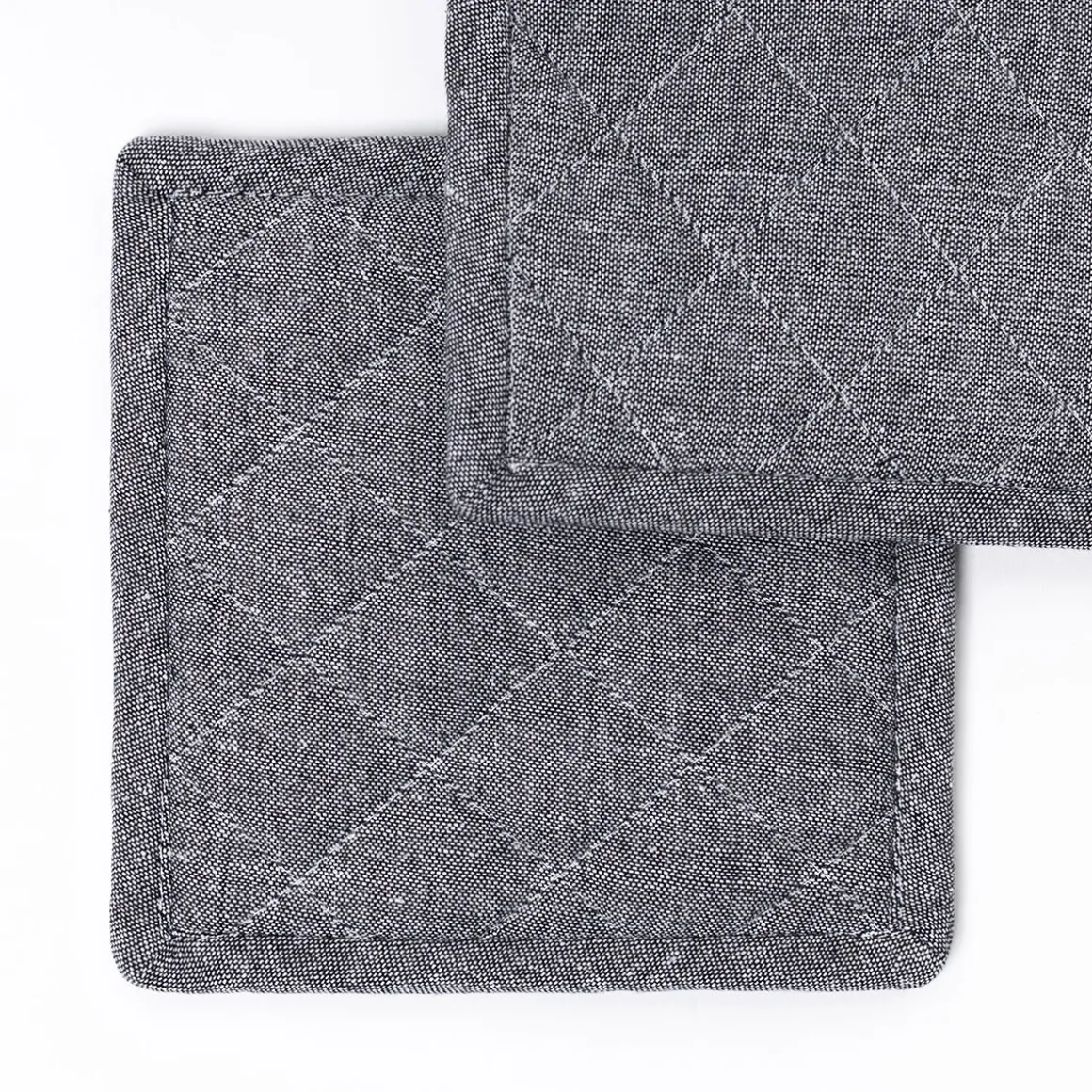 Juego de 2 agarradores con frase gris de algodón