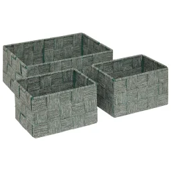 Juego de 3 cestas verde de poliéster