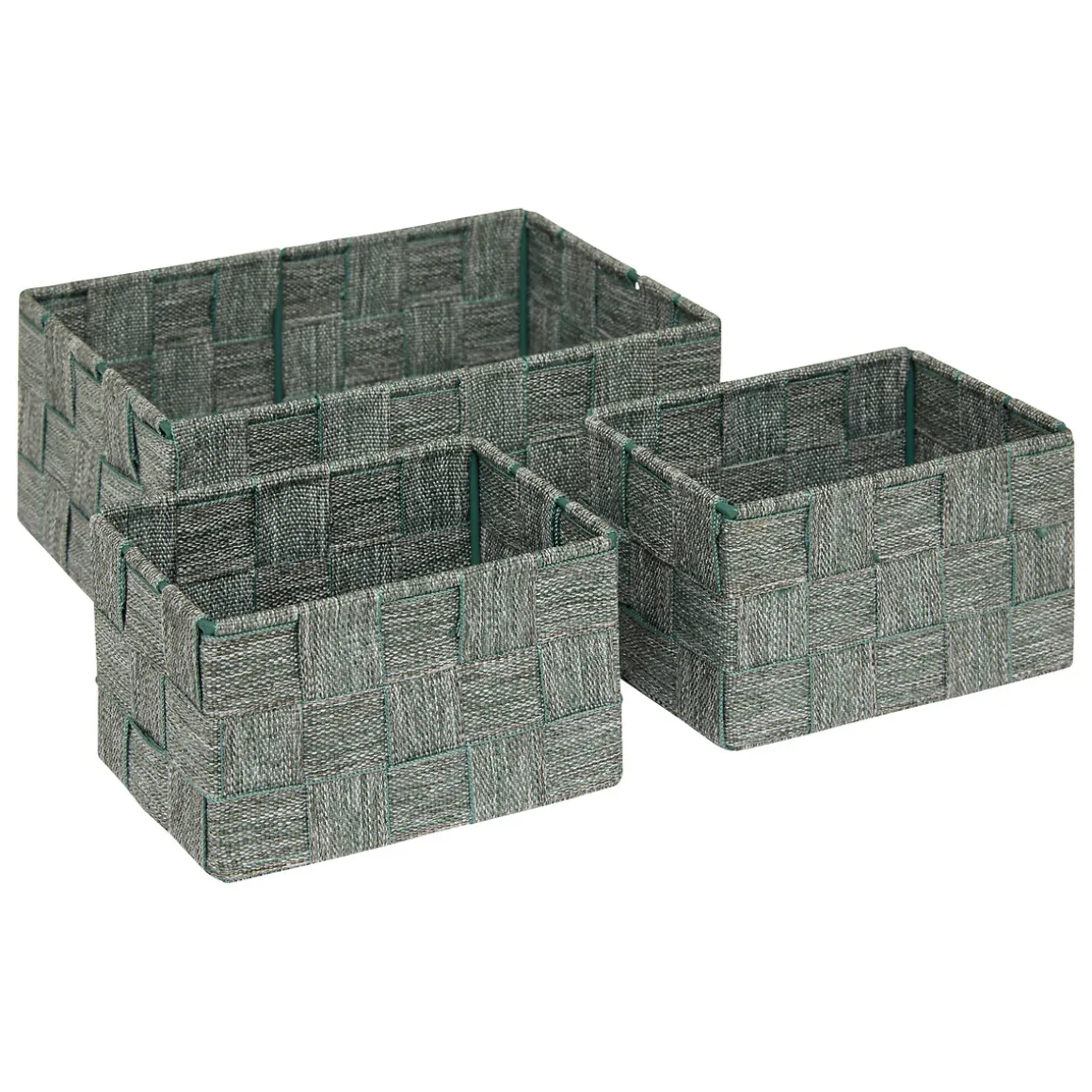 Juego de 3 cestas verde de poliéster