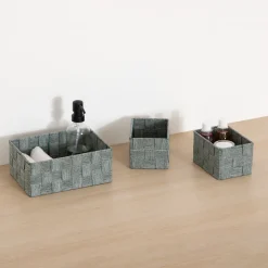 Juego de 3 cestas verde de poliéster