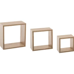 Juego De 3 Estantes Cubo Mdf Roble