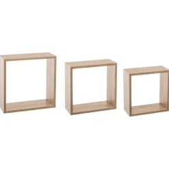 Juego De 3 Estantes Cubo Mdf Roble