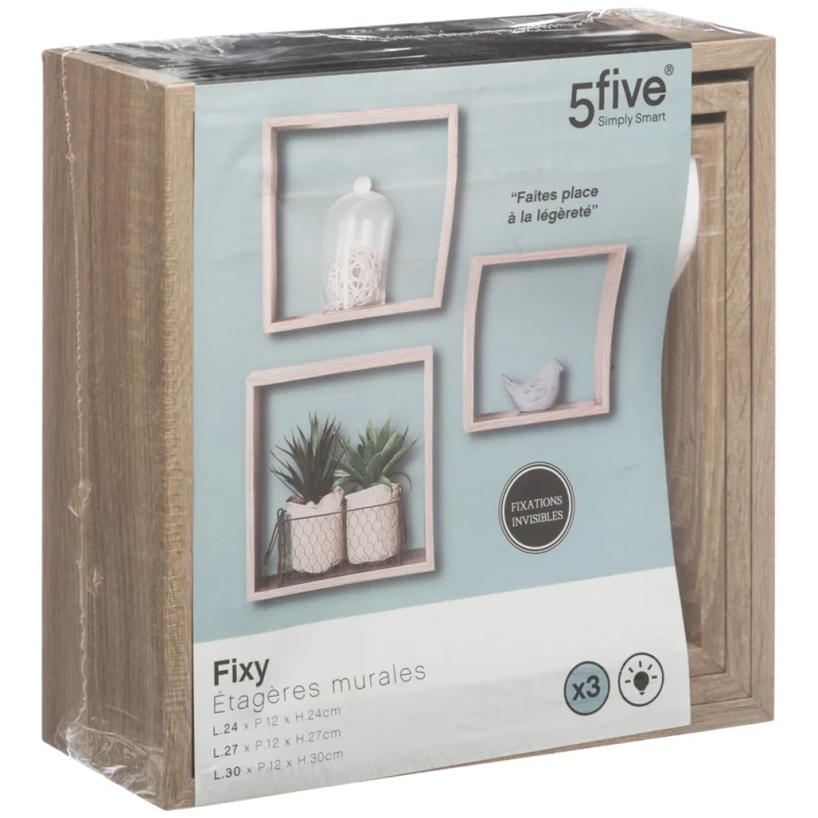 Juego De 3 Estantes Cubo Mdf Roble