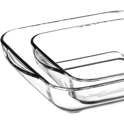 Juego de 2 fuentes cuadradas BORCAM de vidrio