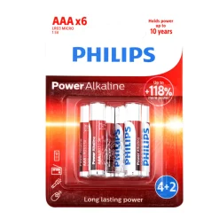 Juego de 6 pilas alcalinas PHILIPS power life