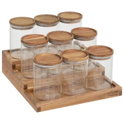 Juego de 9 tarros de especias con soporte