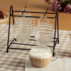 Juego de 4 tazas con soporte 18cl