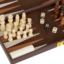 Juego de backgammon y ajedrez JULE marrón