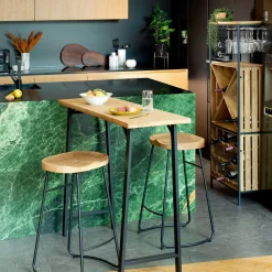 Juego De Bar Hazel Mesa Y 2 Taburetes De Madera