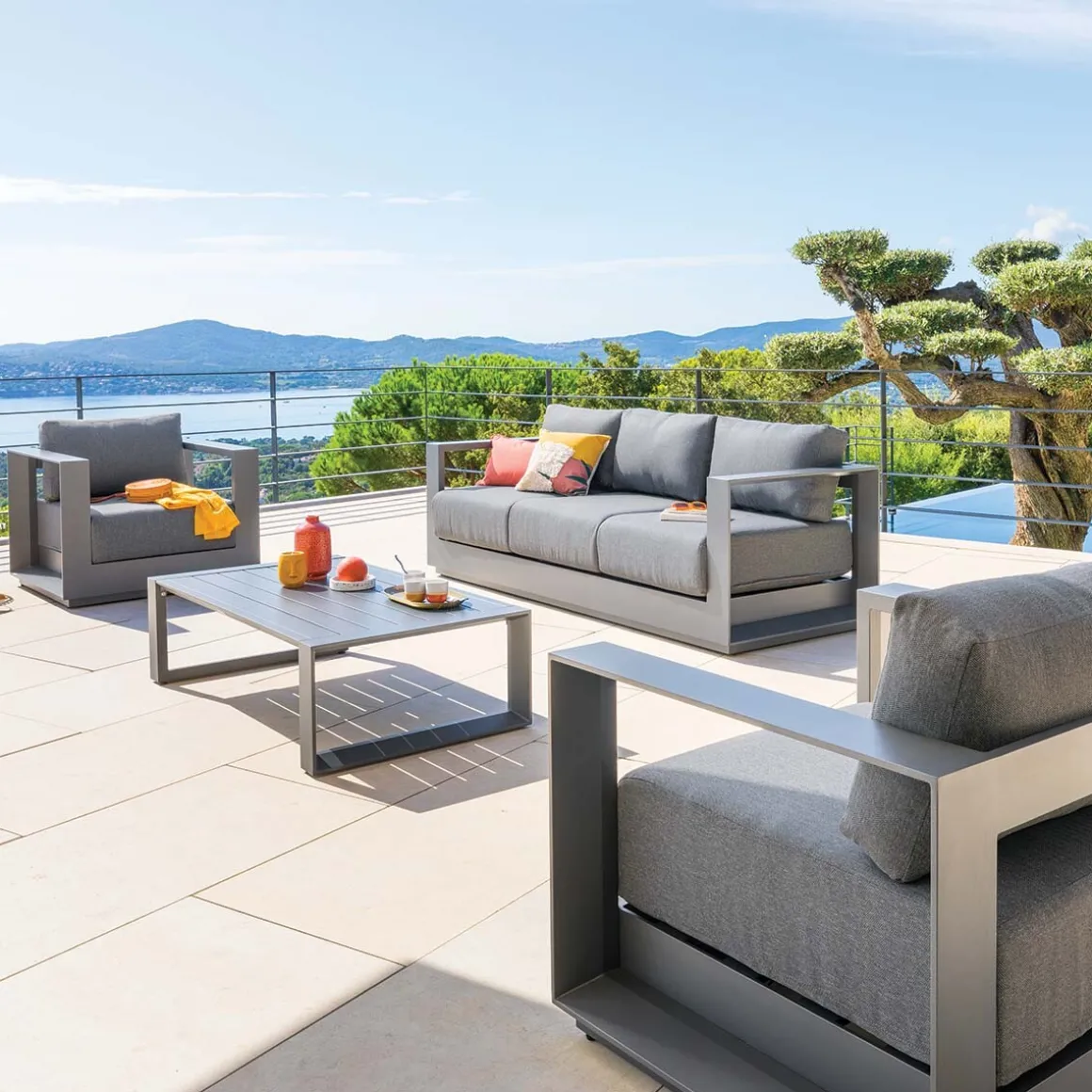 Juego de jardín ALLURE gris graphite 5 plazas