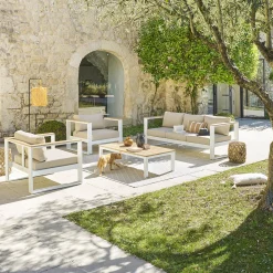 Juego de jardín EMPERIA blanco de madera acacia