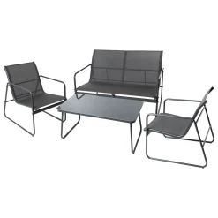 Juego de jardín en textileno gris