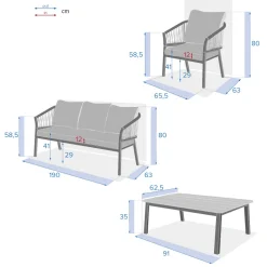 Juego de jardín ORIENGO gris oscuro
