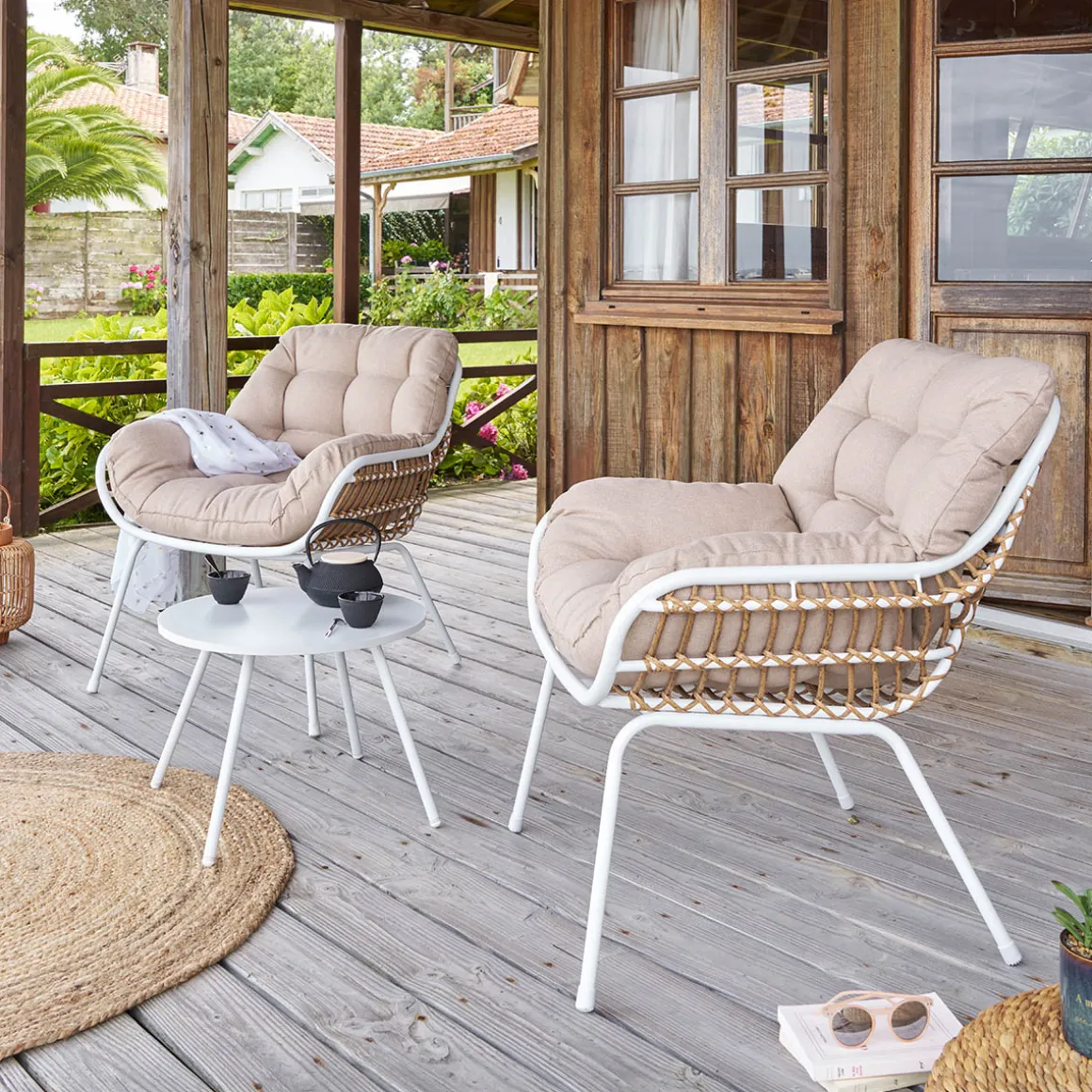 Juego de jardín PAOPAO blanco 2 plazas