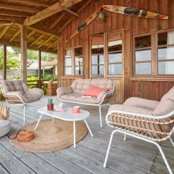 Juego de jardín PAOPAO blanco 4 plazas