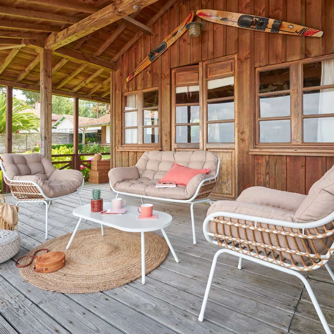 Juego de jardín PAOPAO blanco 4 plazas