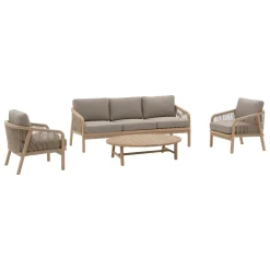 Juego de jardín PAPOUASIE gris de madera acacia