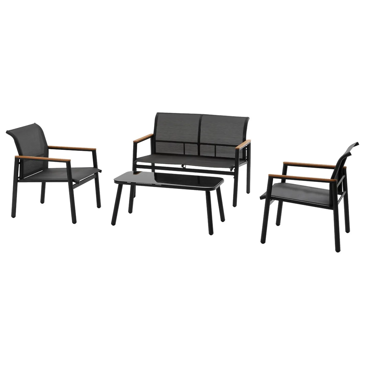 Juego de jardín RELAX 4 plazas gris oscuro