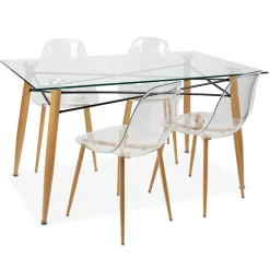 Juego de mesa con tapa vidrio + 4 sillas VANITY