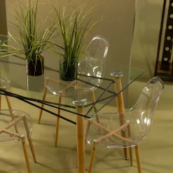 Juego de mesa con tapa vidrio + 4 sillas VANITY