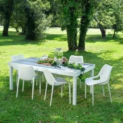 Juego de mesa PIAZZA extensible y 6 sillas OXY