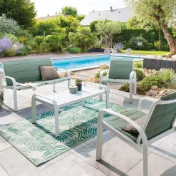 Juego ELYN verde claro y blanco de 4 plazas