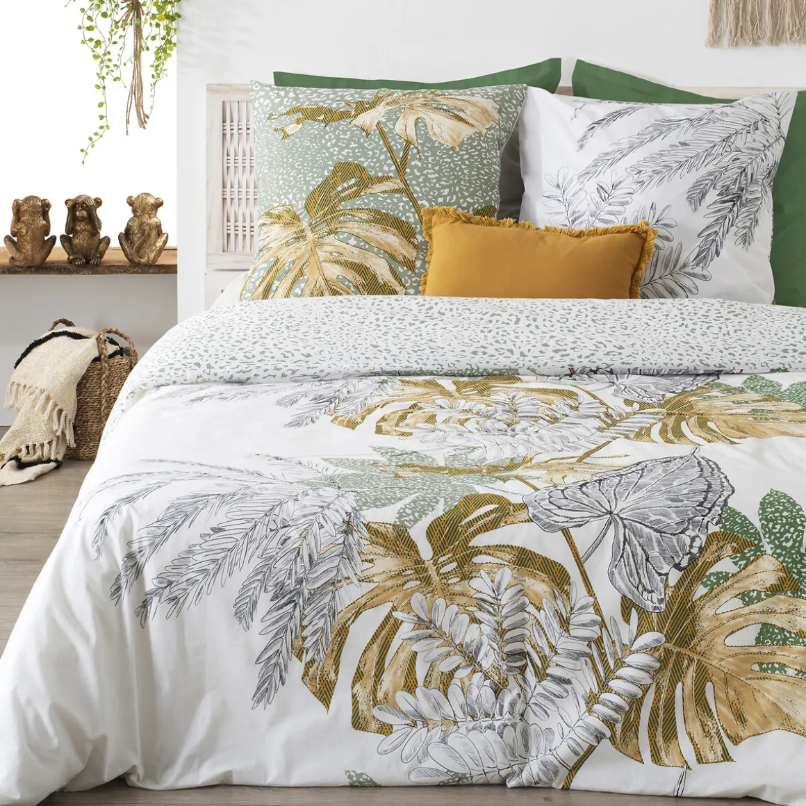 Juego funda nórdica y 2 fundas almohadas MONSTERA