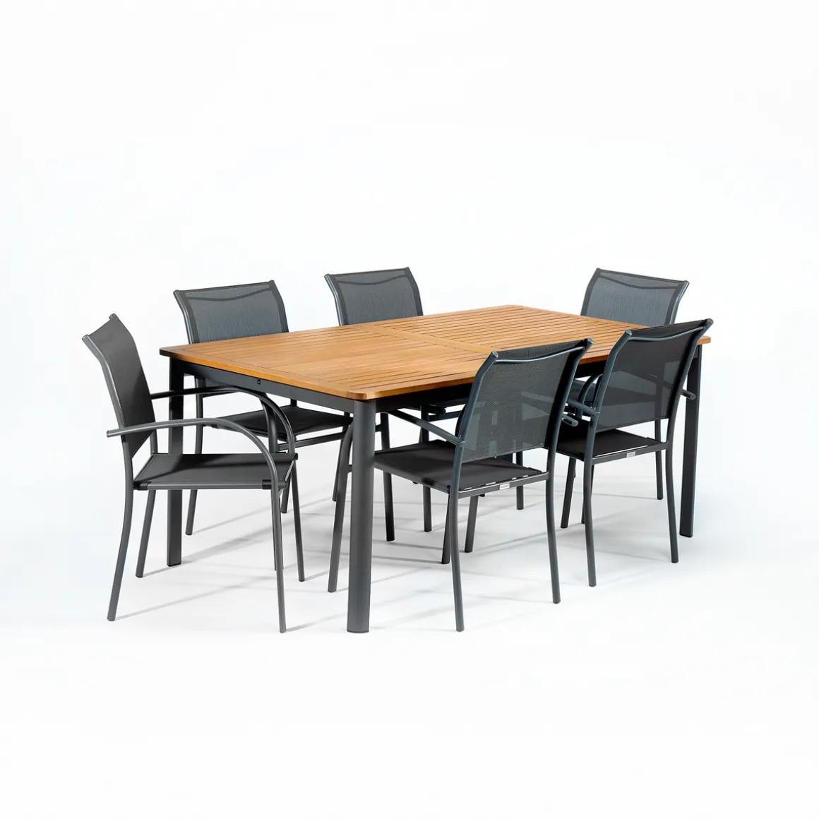 Juego mesa FIELDFARE extensible y 6 sillas PIAZZA