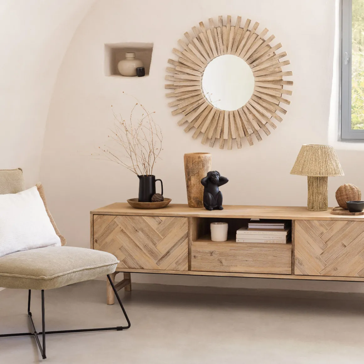 Lámpara De Mesa Adria Beige De Cuerda