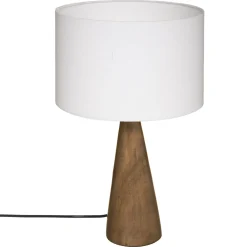 Lámpara De Mesa Blanca C/Madera 46Cm